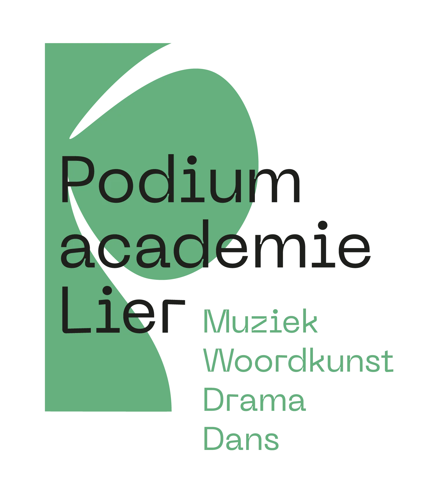 Logo Podiumacademie Lier groen zwart